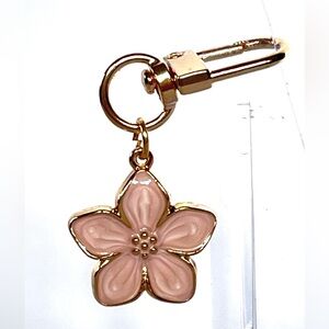 Gold and Pink Floral Bag Charm